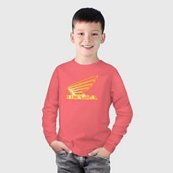 Лонгслив хлопковый детский Honda fire art, цвет: коралловый — фото 2