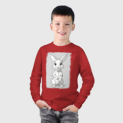 Лонгслив хлопковый детский Милая зайка в рубашке, цвет: красный — фото 2