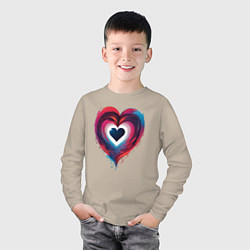 Лонгслив хлопковый детский Яркое сердце, цвет: миндальный — фото 2