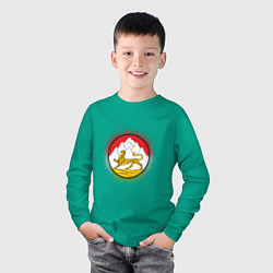 Лонгслив хлопковый детский Герб Осетии, цвет: зеленый — фото 2