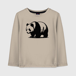 Лонгслив хлопковый детский Стоящая чёрная панда, цвет: миндальный