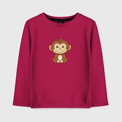 Лонгслив хлопковый детский Маленькая обезьяна, цвет: маджента
