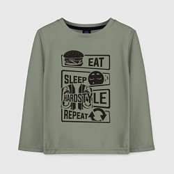 Лонгслив хлопковый детский Eat sleep hardstyle, цвет: авокадо