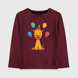 Лонгслив хлопковый детский Праздник у жирафа, цвет: меланж-бордовый