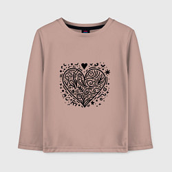 Лонгслив хлопковый детский Декоративная татуировка в форме сердца, цвет: пыльно-розовый