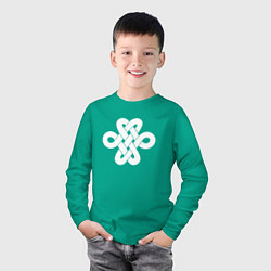 Лонгслив хлопковый детский Белый кельтский узор, цвет: зеленый — фото 2