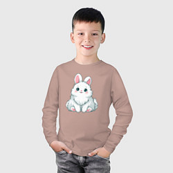 Лонгслив хлопковый детский Пушистый аниме кролик, цвет: пыльно-розовый — фото 2