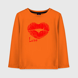 Лонгслив хлопковый детский Lips love, цвет: оранжевый