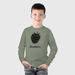 Лонгслив хлопковый детский Ежевика черная ягода, цвет: авокадо — фото 2