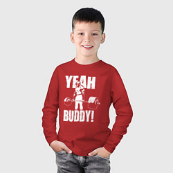 Лонгслив хлопковый детский Yeah buddy - Ронни Коулман, цвет: красный — фото 2