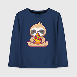 Детский лонгслив Ленивец ест пиццу