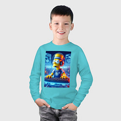 Лонгслив хлопковый детский Cool Bart Simpson - esport, цвет: бирюзовый — фото 2