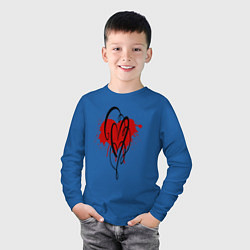 Лонгслив хлопковый детский Сердце красный сплэш, цвет: синий — фото 2