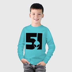 Лонгслив хлопковый детский Area 51, цвет: бирюзовый — фото 2