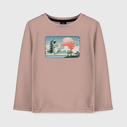 Лонгслив хлопковый детский Монстр горы Фудзи, цвет: пыльно-розовый