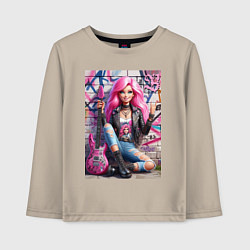 Детский лонгслив Барби панк гитарист - нейросеть