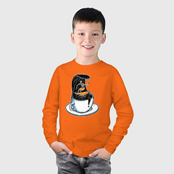 Лонгслив хлопковый детский Кофейный серфер, цвет: оранжевый — фото 2