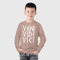 Лонгслив хлопковый детский Veni vidi vici - пришел увидел победил, цвет: пыльно-розовый — фото 2