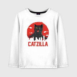 Лонгслив хлопковый детский Catzilla, цвет: белый