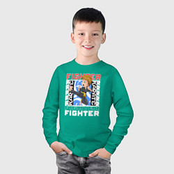 Лонгслив хлопковый детский Юный боец карате, цвет: зеленый — фото 2