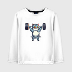 Детский лонгслив Кот с штангой