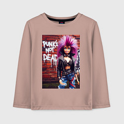 Детский лонгслив Punks not dead - cool Barbie ai art