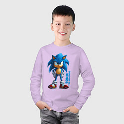 Лонгслив хлопковый детский Sonic - poster style, цвет: лаванда — фото 2