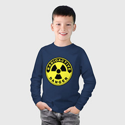 Лонгслив хлопковый детский Danger radiation sign, цвет: тёмно-синий — фото 2