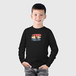 Лонгслив хлопковый детский Саксофон на фоне мазков краски, цвет: черный — фото 2