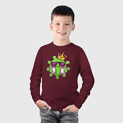Лонгслив хлопковый детский Вирус в короне, цвет: меланж-бордовый — фото 2