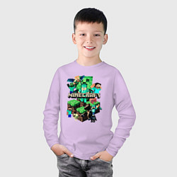 Лонгслив хлопковый детский Персонажи из Minecraft, цвет: лаванда — фото 2