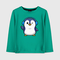 Лонгслив хлопковый детский Привет от пингвина, цвет: зеленый