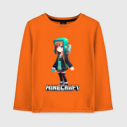 Лонгслив хлопковый детский Minecraft девушка в наушниках, цвет: оранжевый