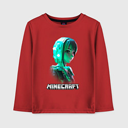 Детский лонгслив Minecraft девушка из зеленых кубиков