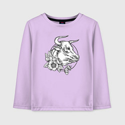 Детский лонгслив Корова и цветы