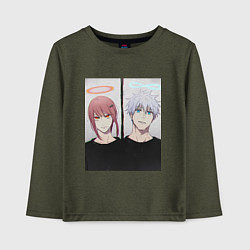 Детский лонгслив Сатору Годжо и Макима арт