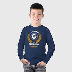 Лонгслив хлопковый детский Лого Chelsea и надпись legendary football club, цвет: тёмно-синий — фото 2