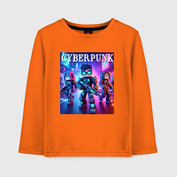 Лонгслив хлопковый детский Minecraft and cyberpunk - collaboration, цвет: оранжевый