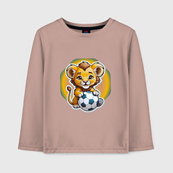 Детский лонгслив Львенок и футбольный мяч