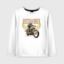 Детский лонгслив Русский байкер на мотоцикле