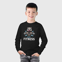 Лонгслив хлопковый детский Иносукэ Хасибира в спортзале, цвет: черный — фото 2
