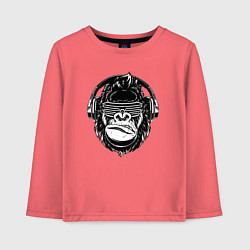 Лонгслив хлопковый детский Music gorilla, цвет: коралловый