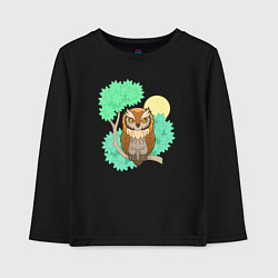 Лонгслив хлопковый детский Милая маленькая сова, цвет: черный