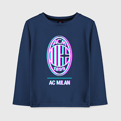 Лонгслив хлопковый детский AC Milan FC в стиле glitch, цвет: тёмно-синий
