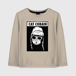 Лонгслив хлопковый детский Cat cobain, цвет: миндальный