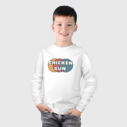 Лонгслив хлопковый детский Chicken gun круги, цвет: белый — фото 2