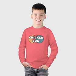 Лонгслив хлопковый детский Chicken gun круги, цвет: коралловый — фото 2