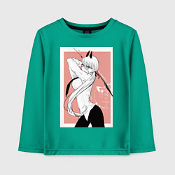 Детский лонгслив Человек бензопила Пауэр в офисном костюме