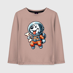 Детский лонгслив Dalmatian cosmonaut puppy with a bone