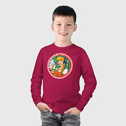 Лонгслив хлопковый детский Россия - красавица, цвет: маджента — фото 2